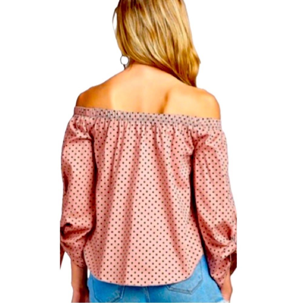 Cotton Pink w/ Black Polka Dots Top - Picture 2 of 3